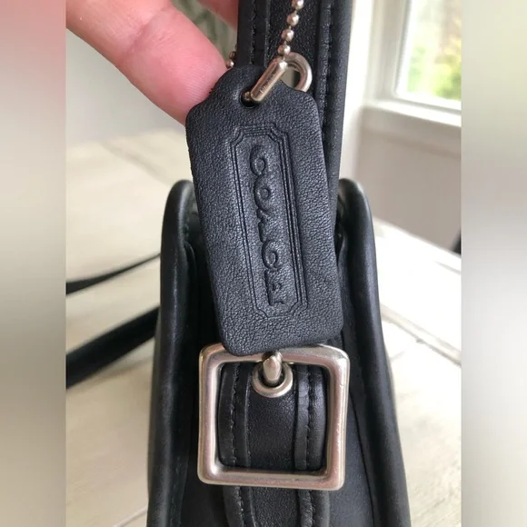 Vintage Coach Black Leather Top of Counter Compartment Bag #9167 with Hangtag - Picture 4 of 15